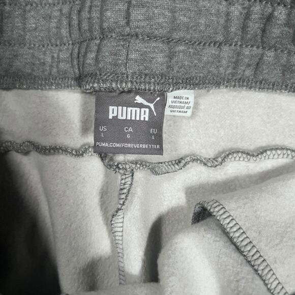 PUMA L Minimalist Fleece Jogger Sweatpants Gray Tapered Modern Streetwear - Picture 2 of 4